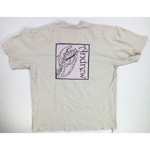 Vintage Andrew USA Made Minimalist Graphic T Shirt Tan Beige XL 90s